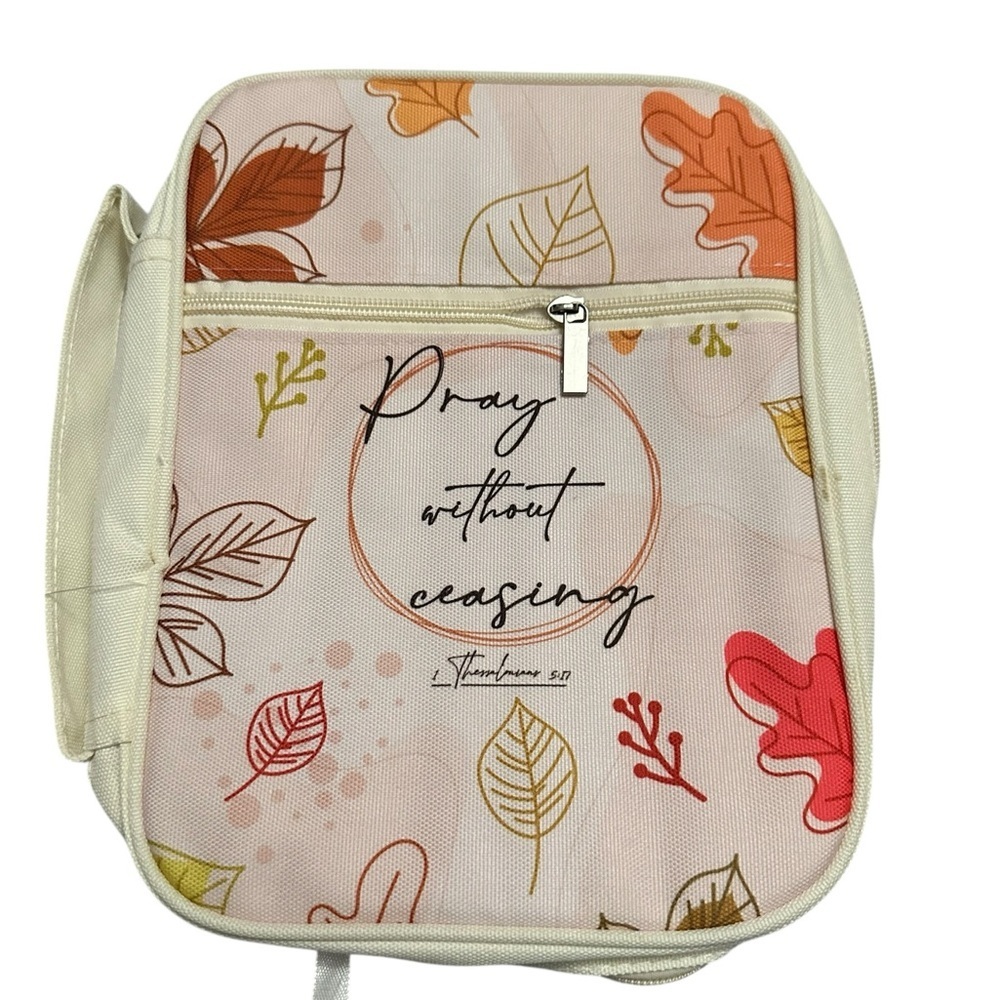 Prayer Print Cream and Pink Bible Holder